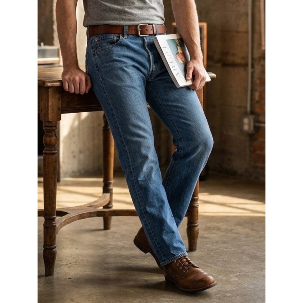 Levi's Premium 501 Original Fit Button Fly Jeans Men's 30x34 Med Wash Blue Denim
